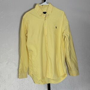 Stunning Ralph Lauren Men's Large Light Yellow Button Down Shirt